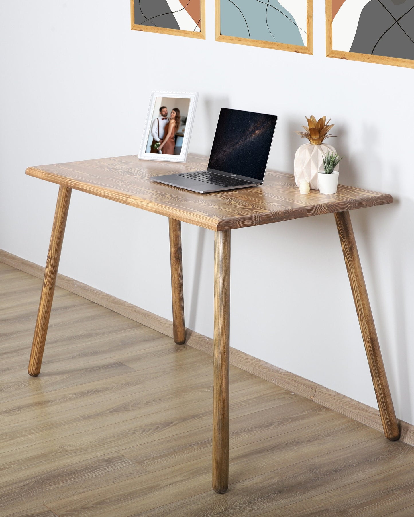 Office Desk, Small Standing Desk, Minimalist Wood Desk, Solid Wood Table