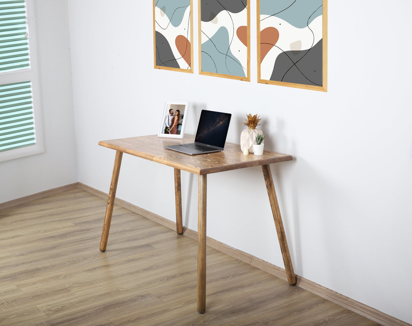 Office Desk, Small Standing Desk, Minimalist Wood Desk, Solid Wood Table
