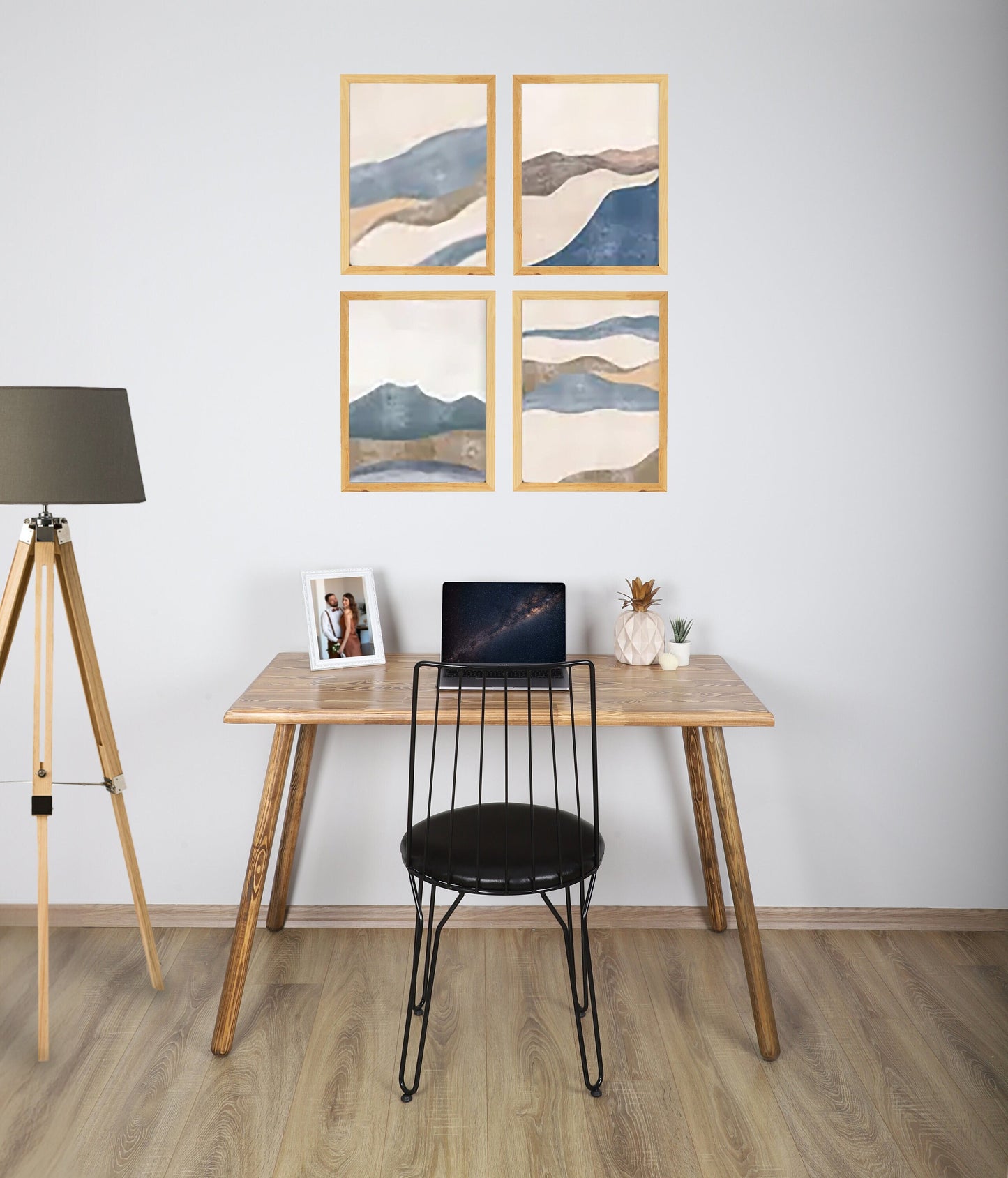 Office Desk, Small Standing Desk, Minimalist Wood Desk, Solid Wood Table