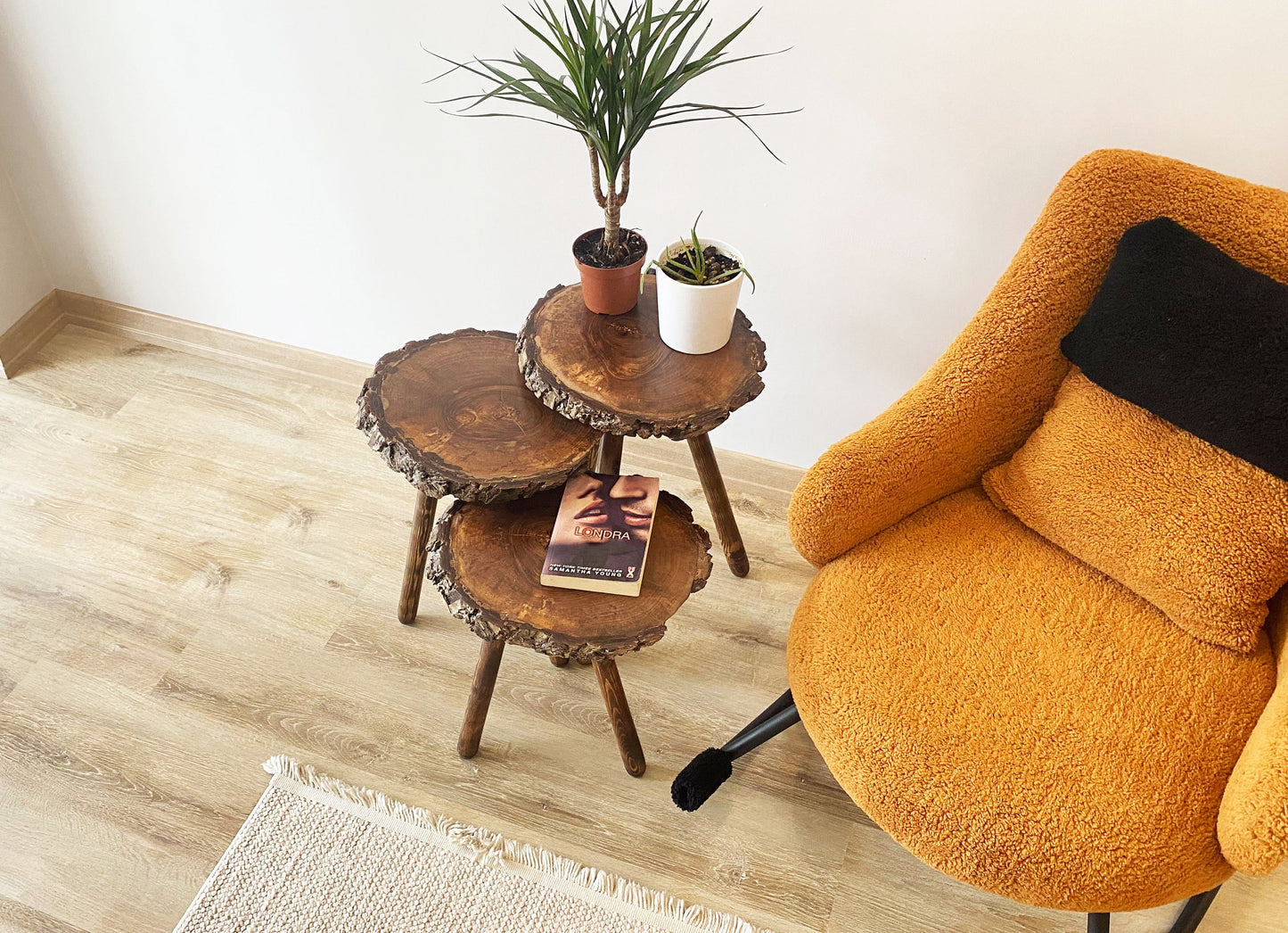 Side Table,Walnut Round End Table, Solid Wood Walnut Coffee Table, Handmade Table For Living Room
