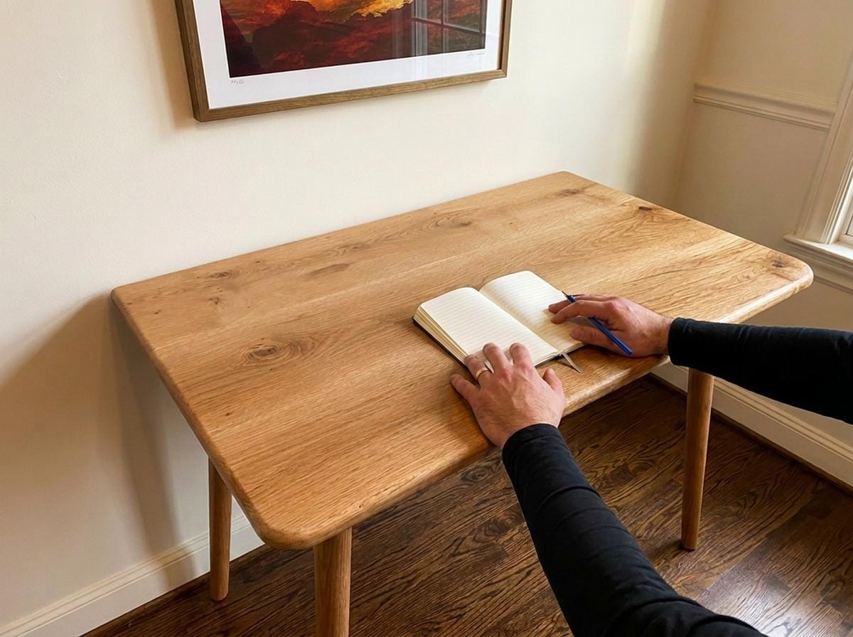 Oak Desk, Scandinavian Solid Wood Small Table, Modern Nordic Computer Workspace, Handmade Office Furniture