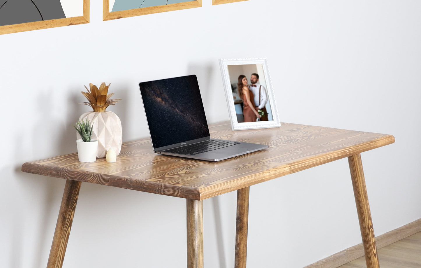 Office Desk, Small Standing Desk, Minimalist Wood Desk, Solid Wood Table