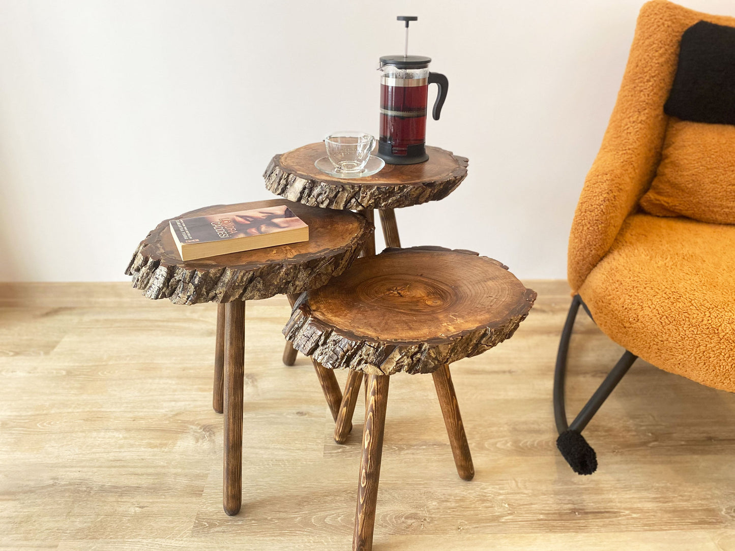 Side Table,Walnut Round End Table, Solid Wood Walnut Coffee Table, Handmade Table For Living Room