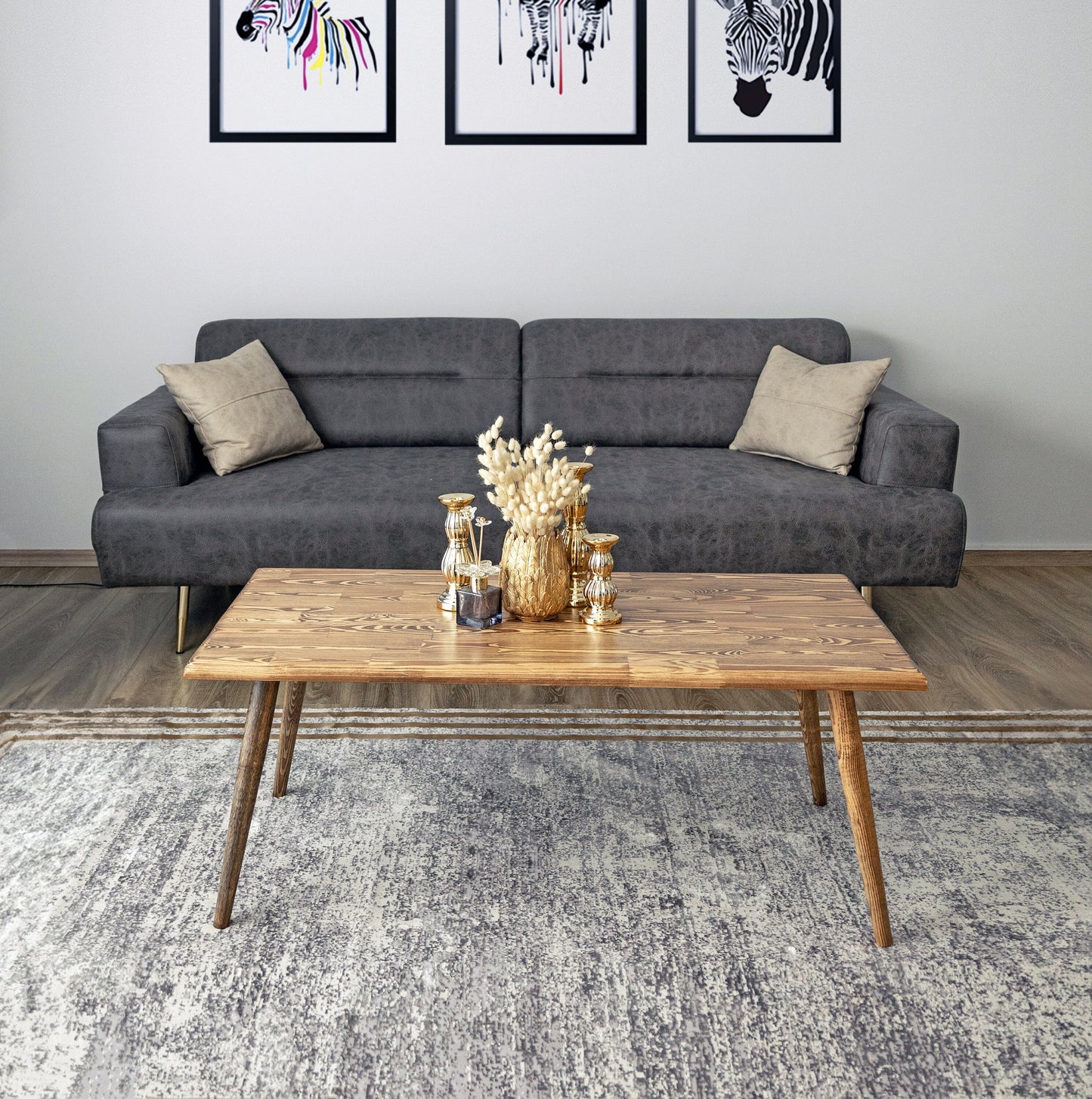 Wood Coffee Table for Living Room-Small Coffee Table-Center Table for Modern Farmhouse, Rustic, Vintage, Scandinavian Style