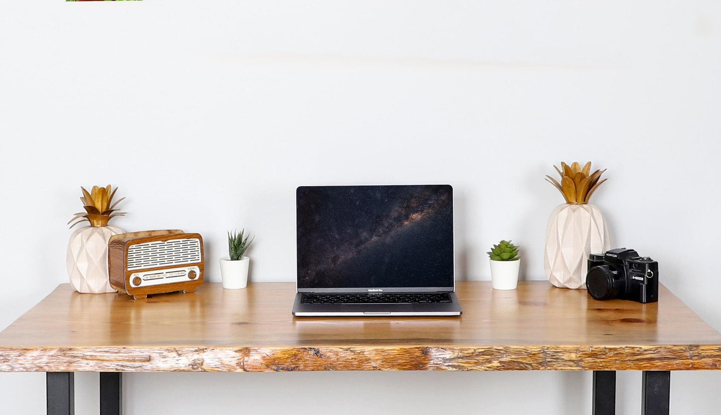 Live Edge Desk, Industrial Wood Table with Metal Legs, Rustic Wooden Office Furniture