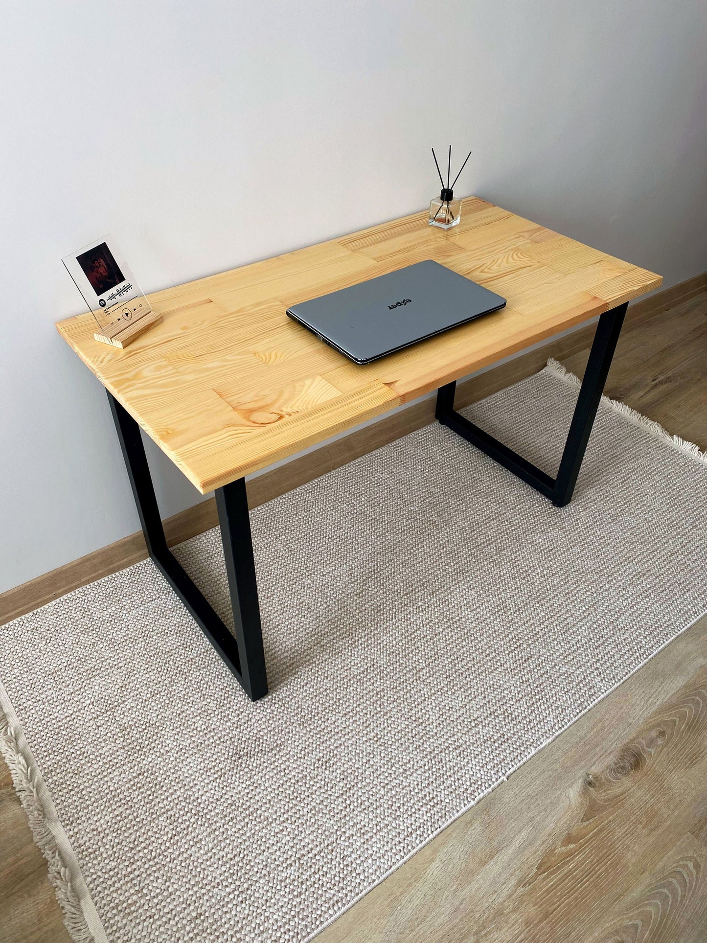 Pine Wood Desk, Home Office Computer Desk, Tapered Legs