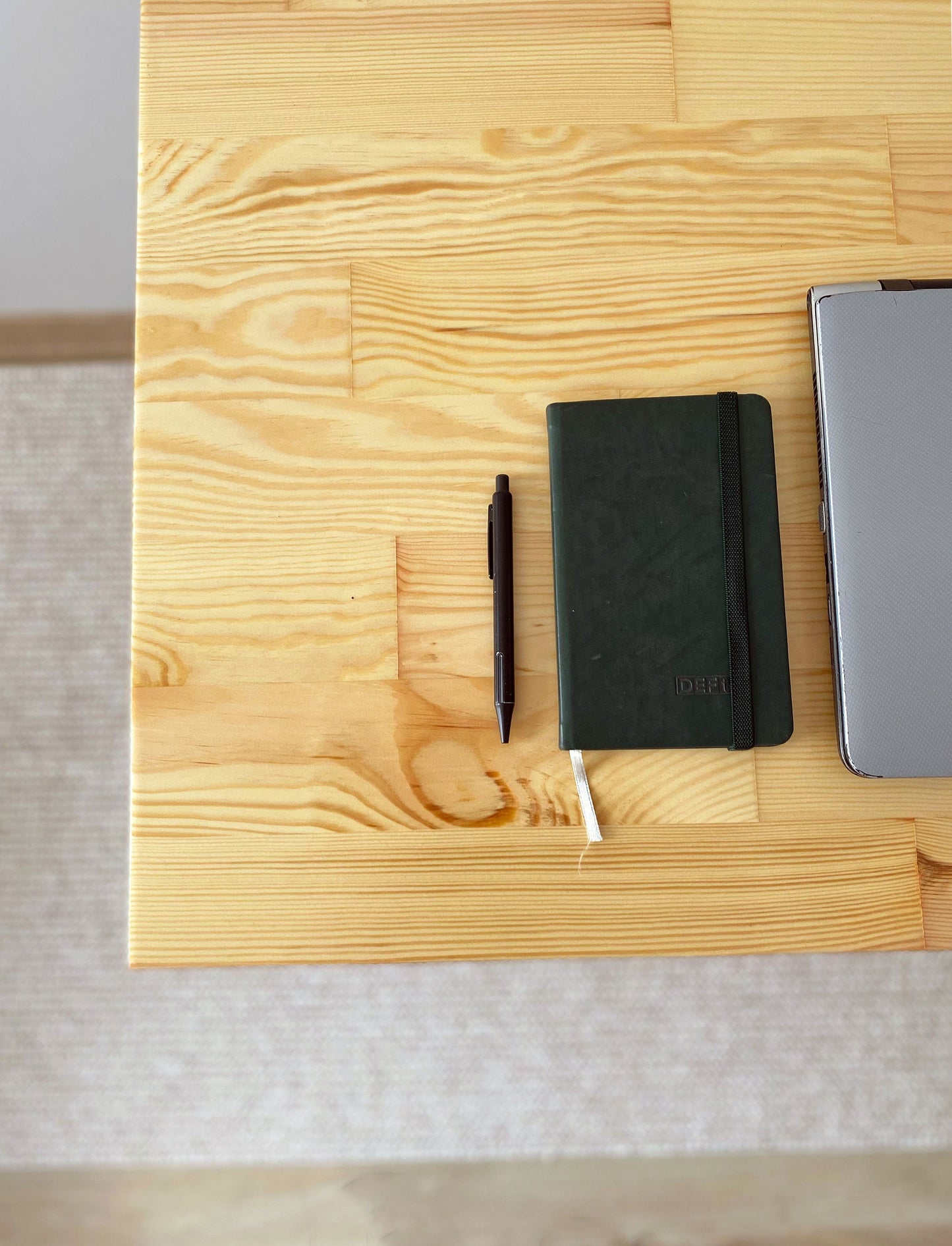 Pine Wood Desk, Home Office Computer Desk, Tapered Legs