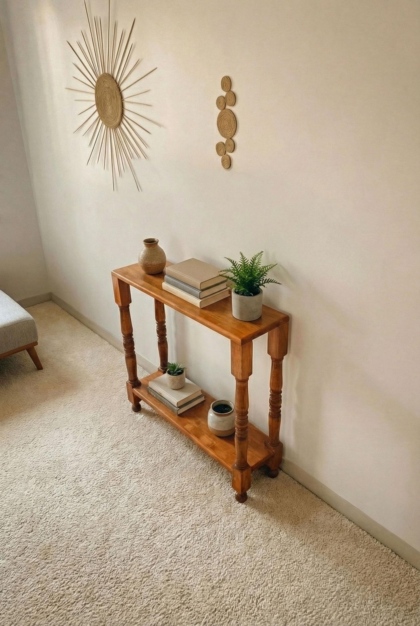 Rustic Tv Stand, Console Table with Turned Legs, Small Space Wood Furniture
