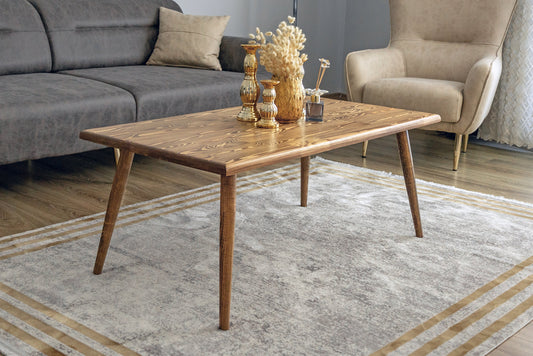 Wood Coffee Table for Living Room-Small Coffee Table-Center Table for Modern Farmhouse, Rustic, Vintage, Scandinavian Style