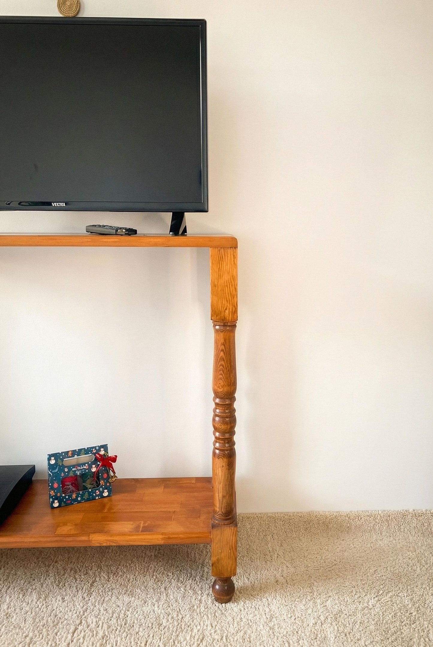 Rustic Tv Stand, Console Table with Turned Legs, Small Space Wood Furniture