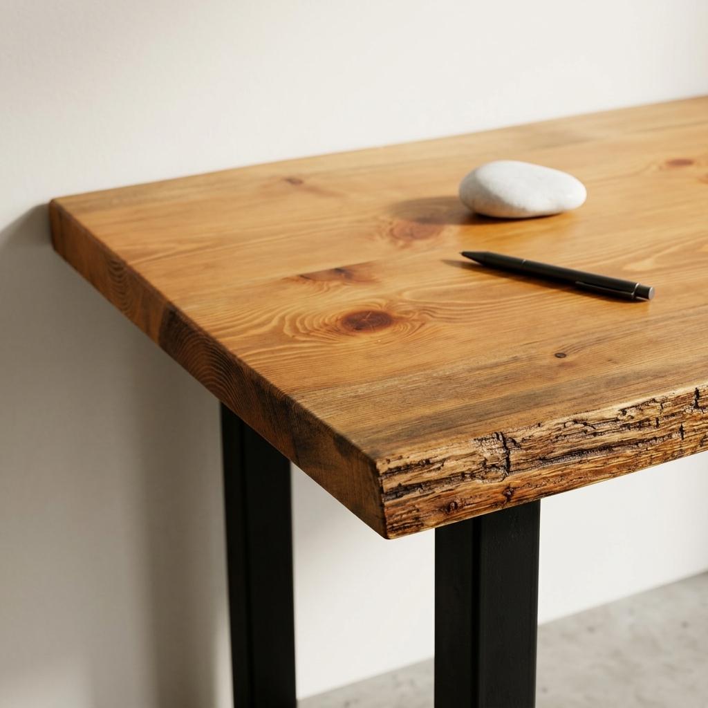 Live Edge Desk, Industrial Wood Table with Metal Legs, Rustic Wooden Office Furniture